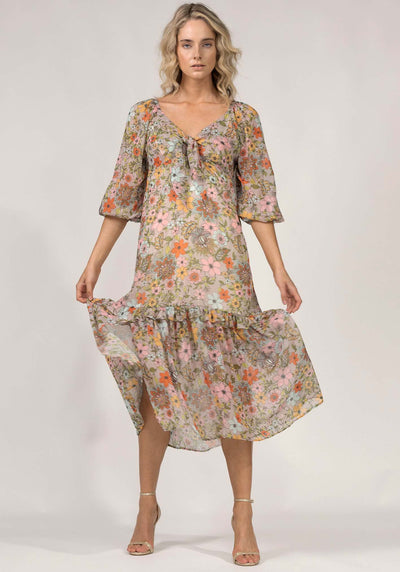 Studio Floral Underground Dress | Floral Midi Dress by Three of Something