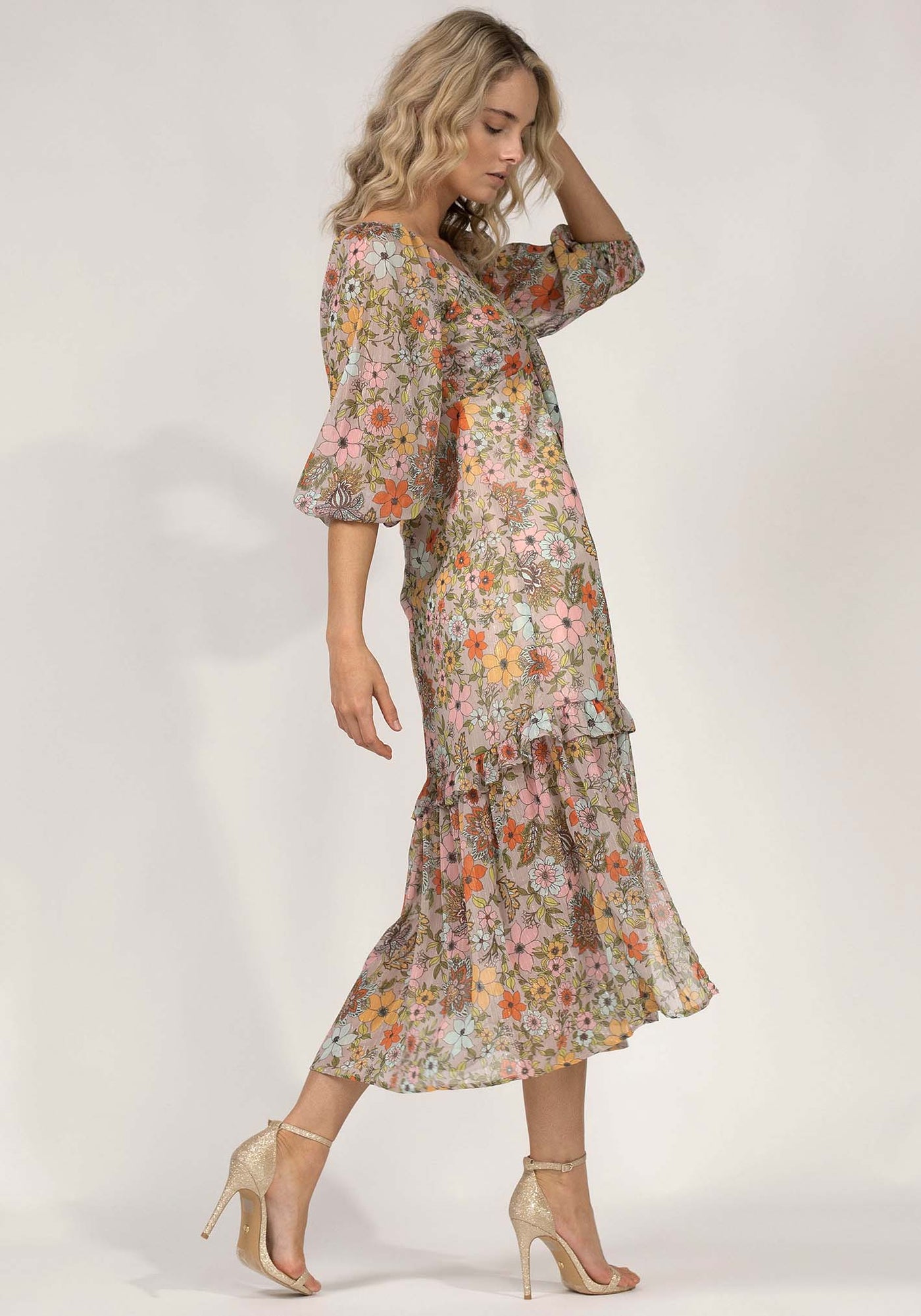 Studio Floral Underground Dress | Floral Midi Dress by Three of Something